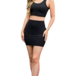 DEJA VU Solid Tank Top and Pencil Skirt Set S-M-L Available